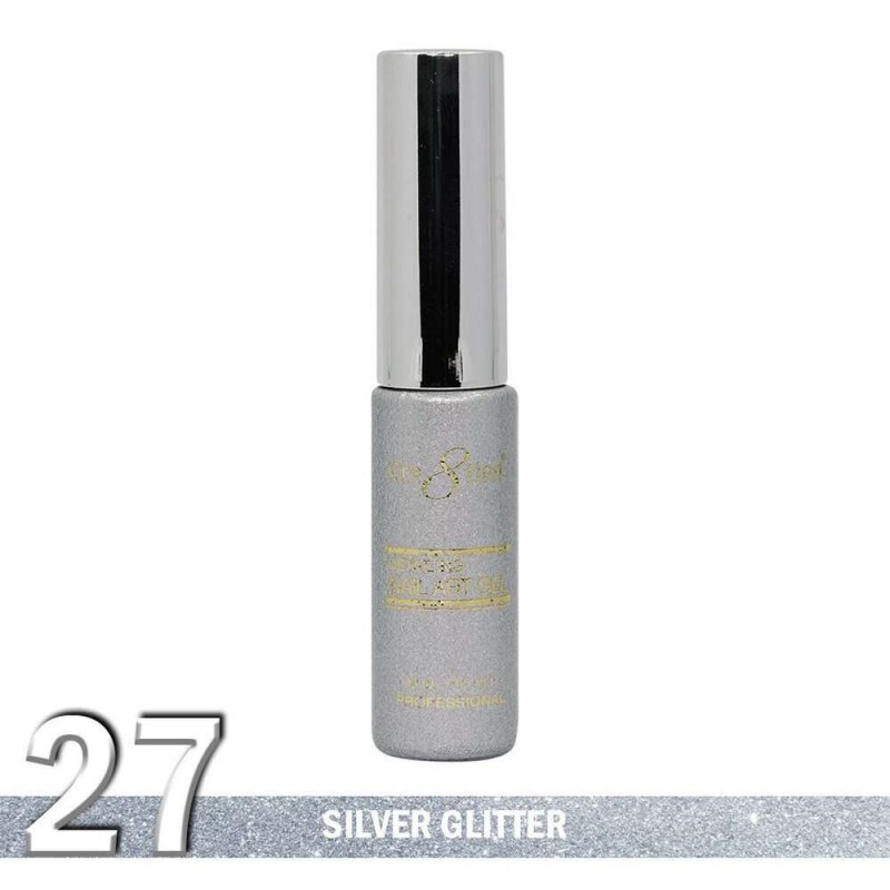 Cre8tion Detailing Nail Art Gel, 27, Silver Glitter, 0.33oz KK1025 